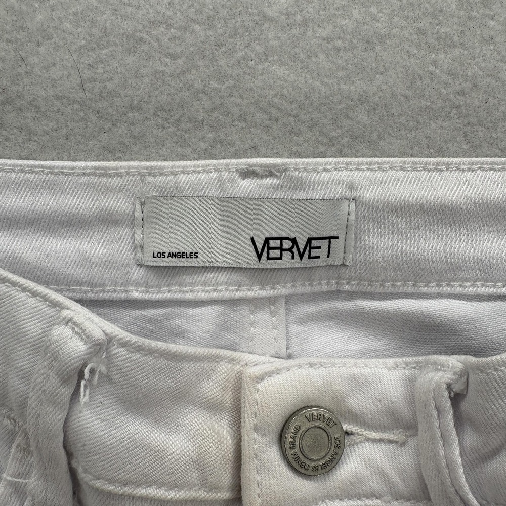 Vervet Skinny Jeans Womens 27 Mid Rise White Distressed Raw Hem Stretch Denim - Picture 5 of 15
